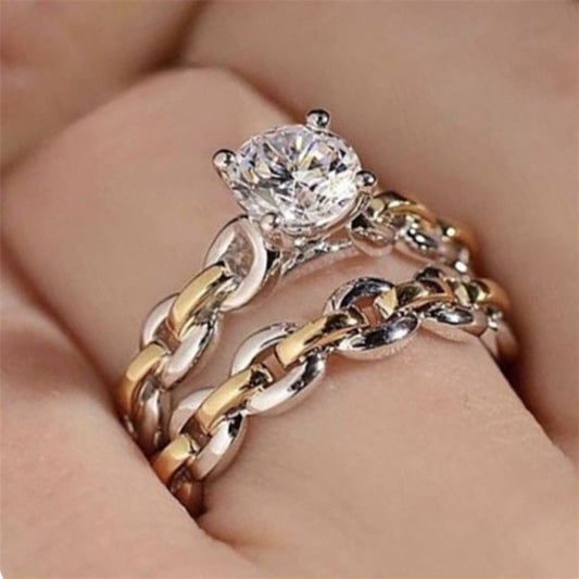 Geometric Alloy Ring Set Women Two Piece Jewelry Festival