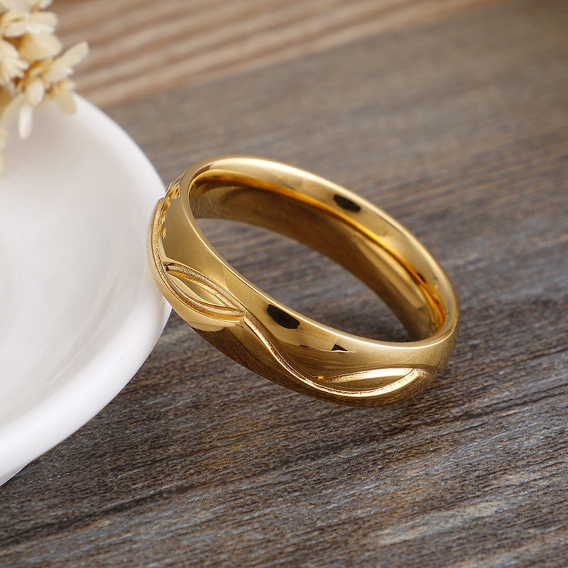 Personalized Rhinestone Titanium Steel Couple Ring 6mm Wide Simple Modern Jewelry Gift Engraved On Band Anniversary