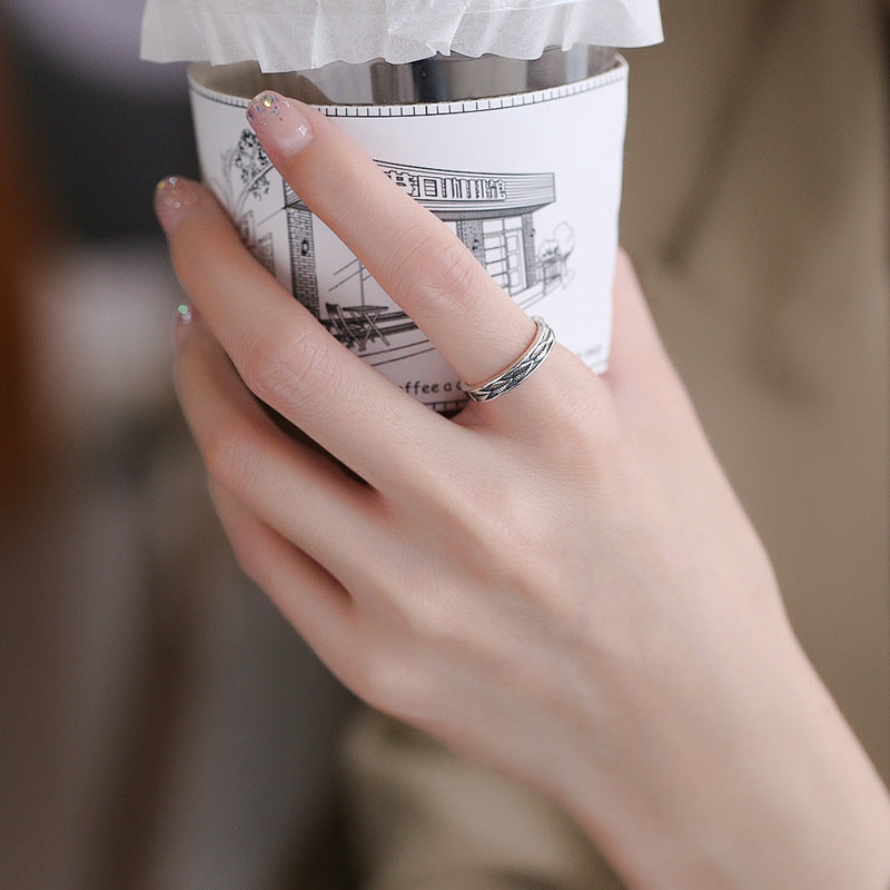 Sterling Silver Ring For Women Vintage Leaf Oxidized Adjustable Open Ring Anniversary Gift Idea For Daily Wear