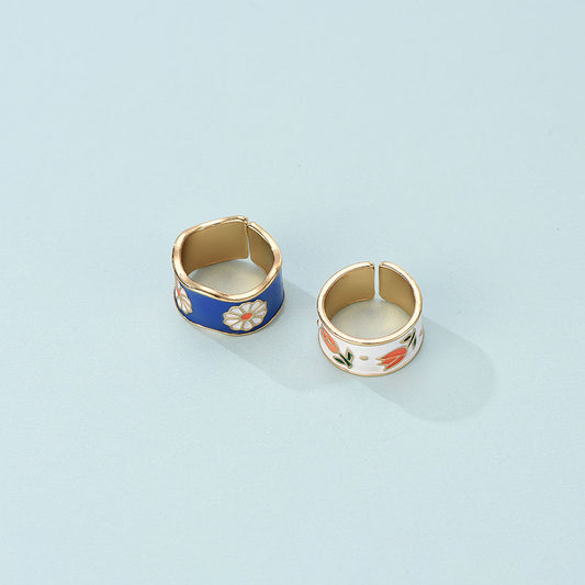 Womens Two Piece Daisy Flower Ring Set Alloy Rings Individually Packed Cute Floral Jewelry European American Style