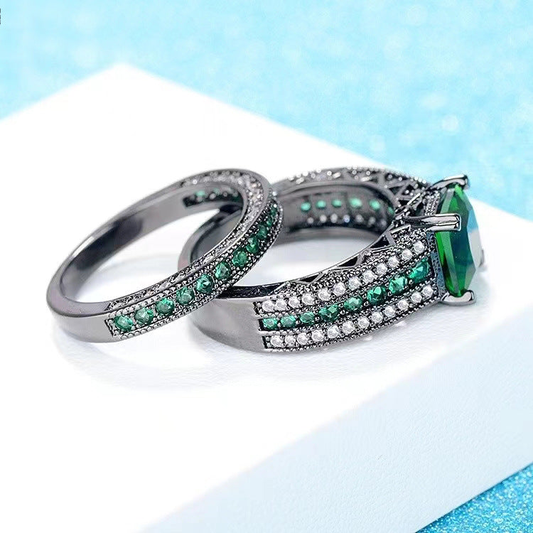 Womens Couple Ring Set Engagement Promise Rings Durable Alloy Geometric Design Electroplated Fashion Jewelry Elegant