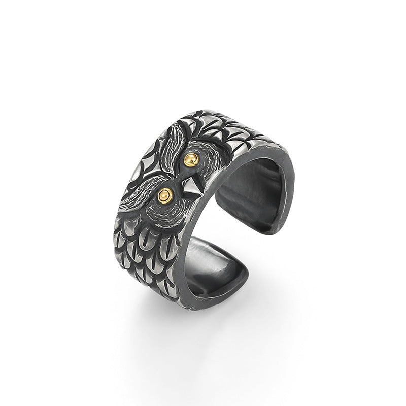 Mens Vintage Ring Adjustable Opening Unisex Alloy Ring Two Tone Design Personality Jewelry Gift for Men Modern