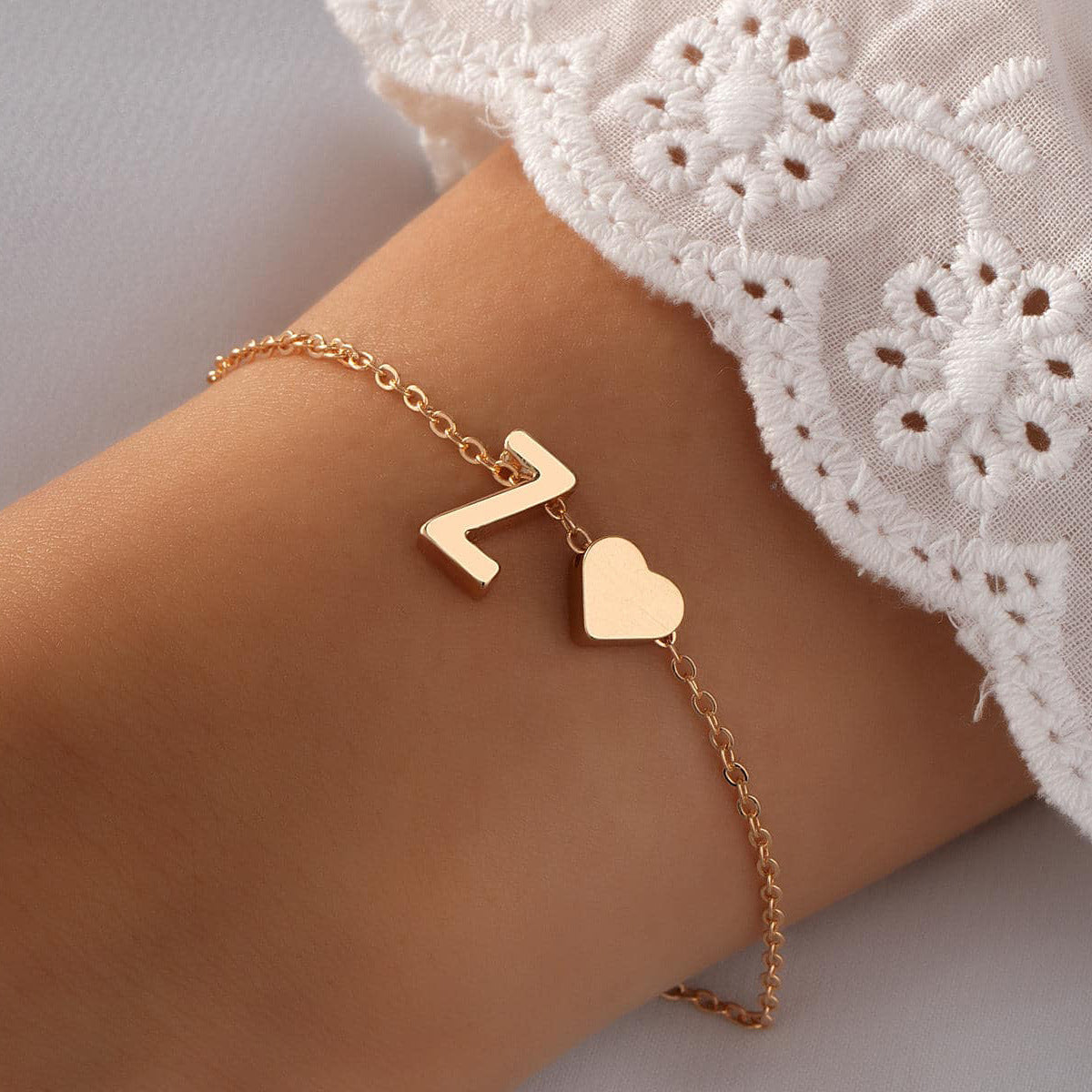 Womens Alloy Alphabet Letter Bracelet Electroplated Retro Style Adjustable Length With Extension Chain For You