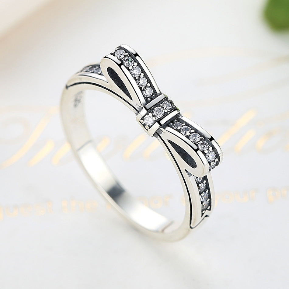 Sterling Silver Ring With Gem Inlay Electroplated Fashion Jewelry For Women Size 6 7 8 Gift For Her Silver Ring