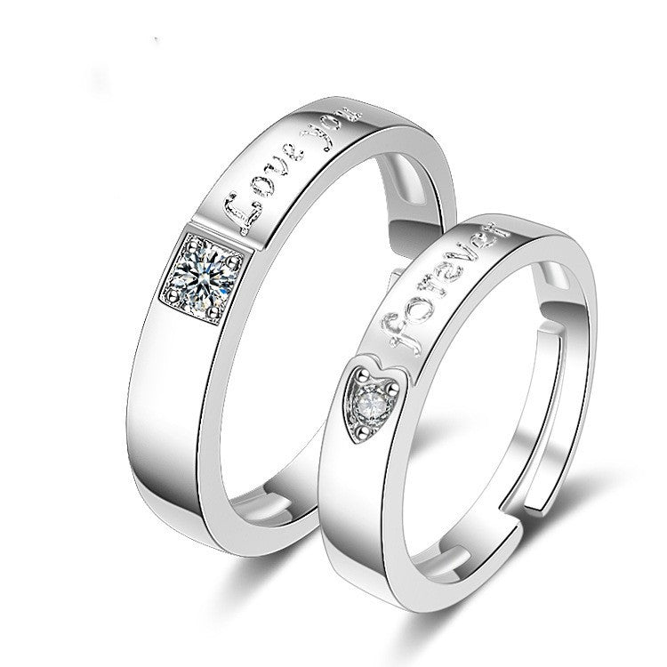 Couple Rings Korean Fashion Jewelry Gift White Copper Electroplated Open Rings Women Men Matching Promise Bands