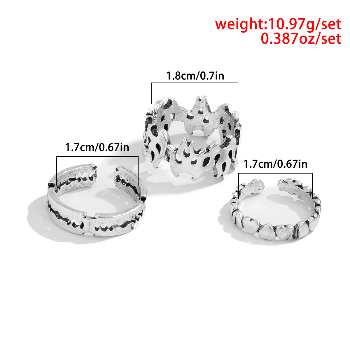 Women Vintage Geometric Peach Heart Design Ring Bracelet Electroplated Travel Souvenir Gift Set For Collectors