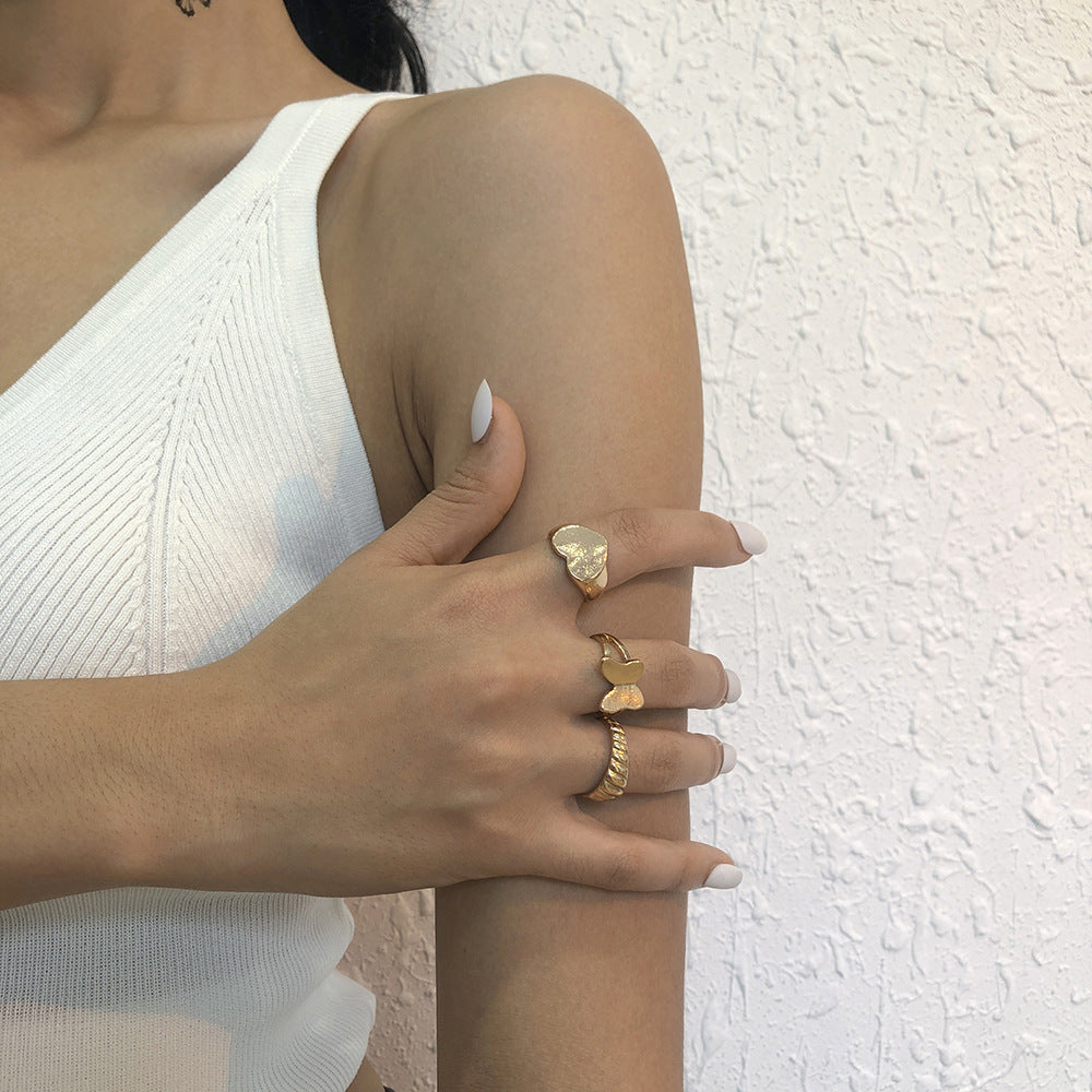 Butterfly Joint Ring European Geometric Design Electroplated Individually Packed Holiday Gift Fashionable Ring