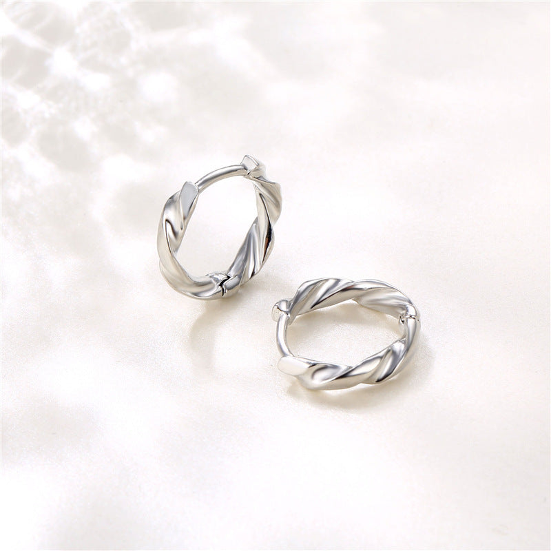 Geometric Copper Earrings For Women Round Twisted Design Plated Jewelry Fashionable Gold Silver For Everyday Wear