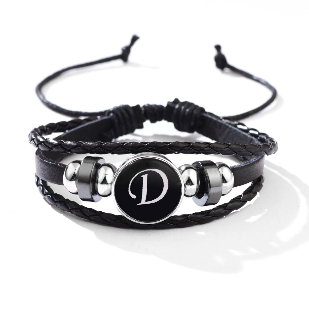 Womens Leather Bracelet With Initials Charm Adjustable Extension Classic Jewelry For Women And Girls For Women