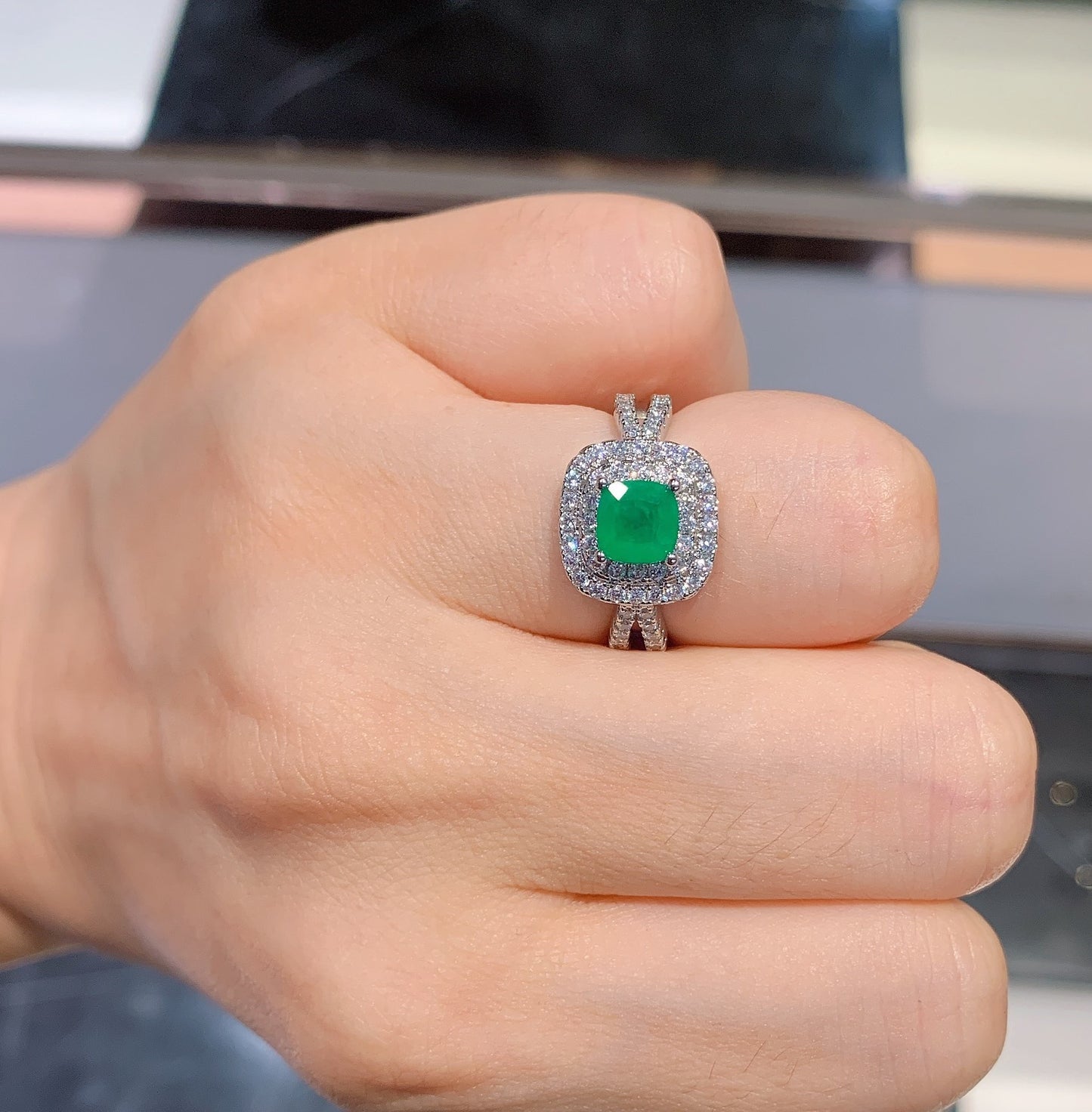 Womens Adjustable Ring With Rubies Emeralds And Yellow Diamonds Geometric Zircon Jewelry Elegant Everyday Wear