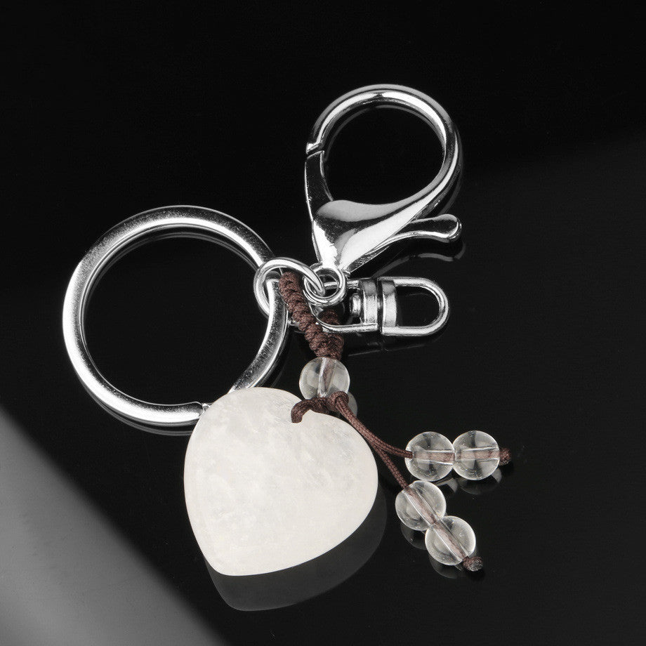 Natural Stone Keychain Electroplated Love Heart Key Chain Water Drop Bell Freshly Baked Unique Stone Drop Bell