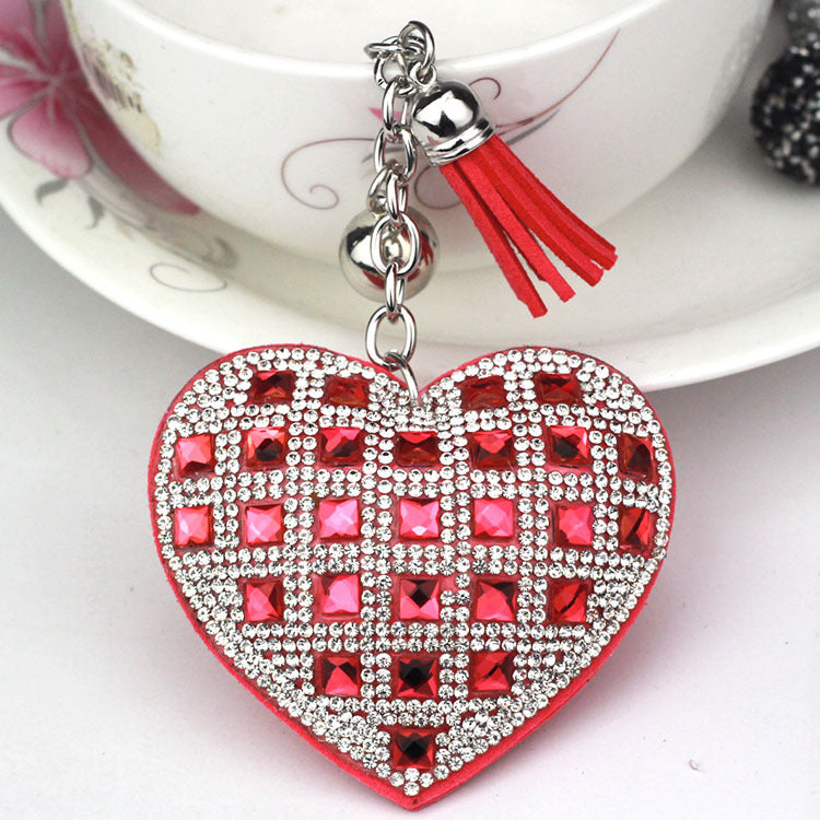 Pendant Keychain With Diamond Accent European Gift Korean Velvet Key Chain Blue Yellow Purple Pink Black Crystal