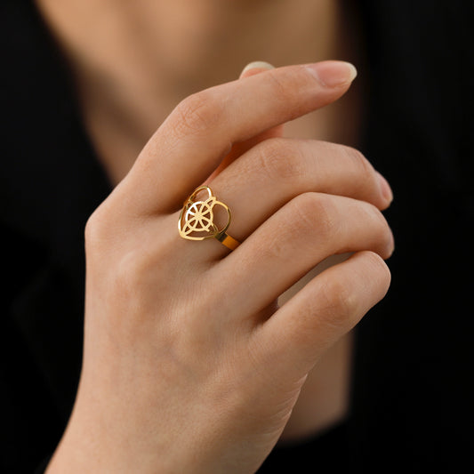 Unisex Stainless Steel Heart Ring Electroplated Titanium Hollow Love Design European American Fashion Accessory