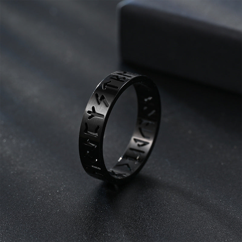 Unisex Stainless Steel Ring With Text Numerals 6mm Wide