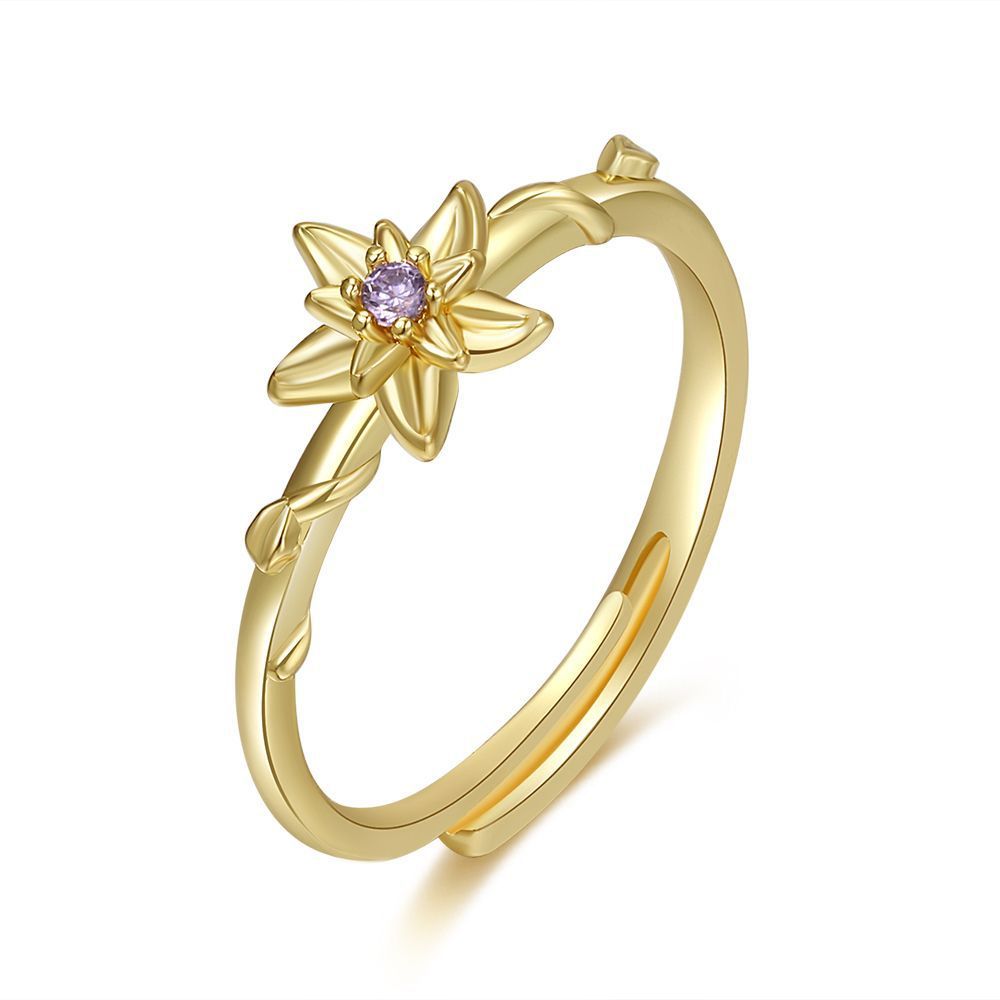 Womens Adjustable Copper Ring Birth Month Flower Design January February March April May June July August Glow