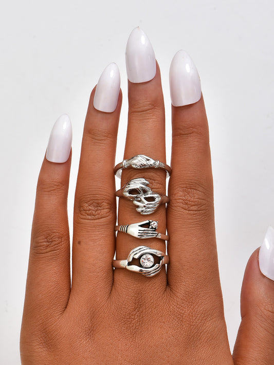 Womens Geometric Ring Set Electroplated Zinc Alloy Rings Niche Design Fashion Jewelry For Women For Daily Wear