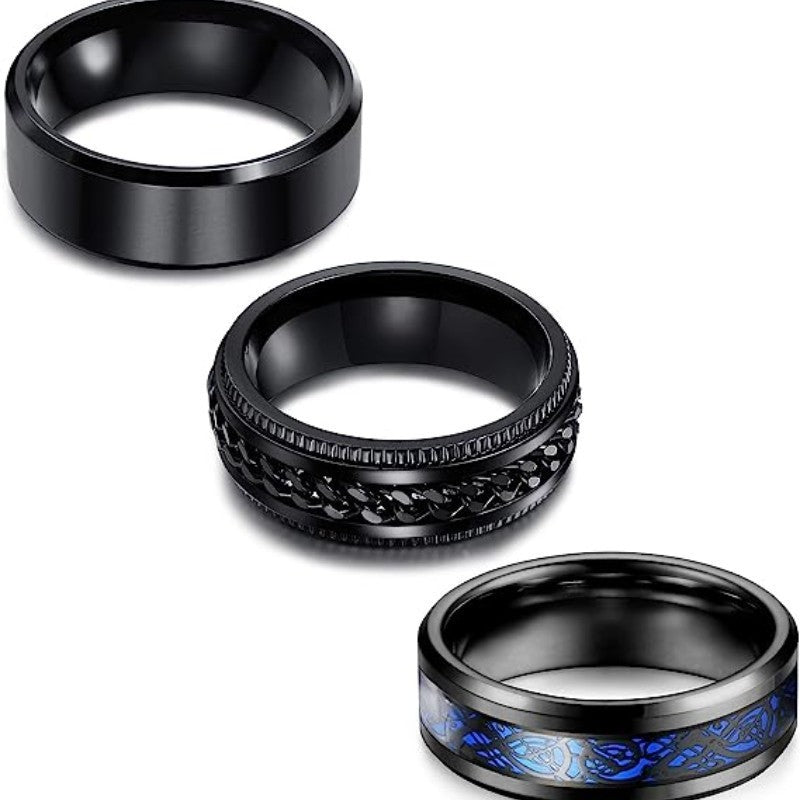 Titanium Steel Ring Three Piece Set Fidget Spinner Jewelry