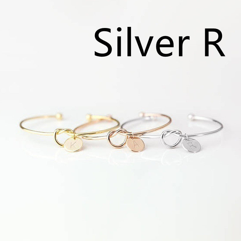 Womens Alloy Letter Bracelet Dead Knot Bangle Jewelry Gold