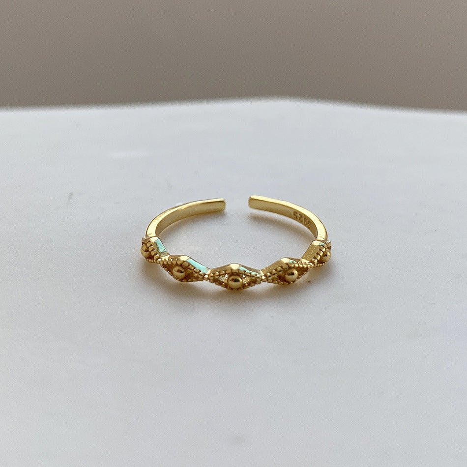 Women 925 Sterling Silver Bead Ring Mesh Ring Chain Ring Water Drop Zircon Diamonds Jewelry for Women Timeless