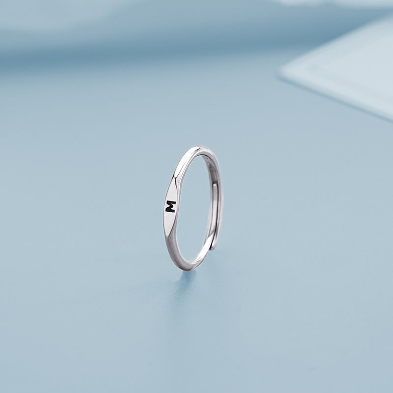 Adjustable Letter Initial Ring For Women Copper Jewelry