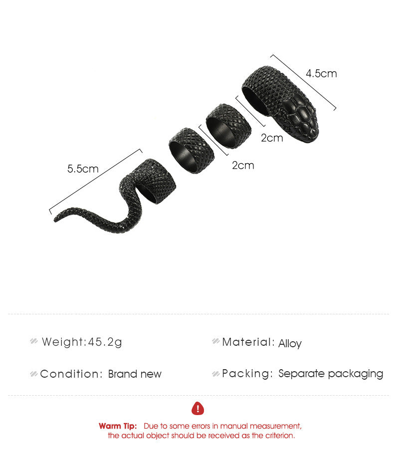 Women Snake Ring Set Retro Animal Zodiac Rings Punk Alloy Jewelry Gift Set For Women With Antique Silver Tones