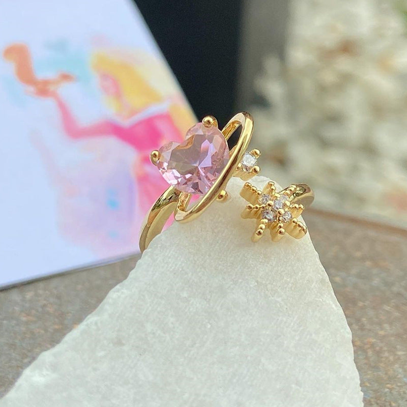 Heart Shape Zircon Ring For Women Alloy Jewelry Gift