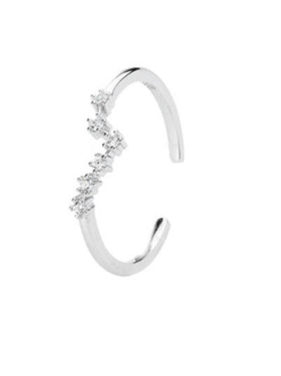 Womens Adjustable Zodiac Sign Ring Copper With White Gold Inlay Gemstone Diamond Ring For Women Girls Sparkles