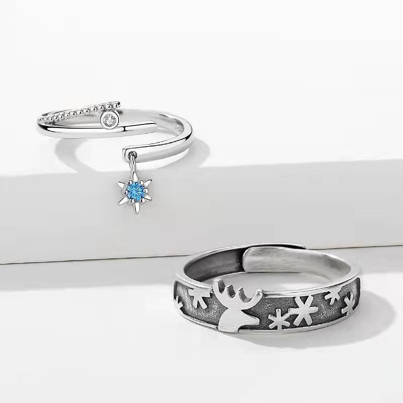 Couple Rings Set Adjustable Copper Rings Animal Zodiac Matching Rings For Him And Her Valentines Day Gift Electroplated