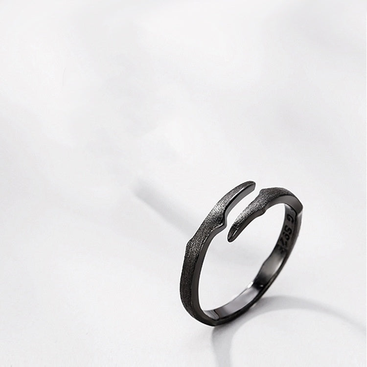 Sterling Silver Thorn And Rose Design Couple Rings Adjustable Opening Matching Promise Rings For Him And Her