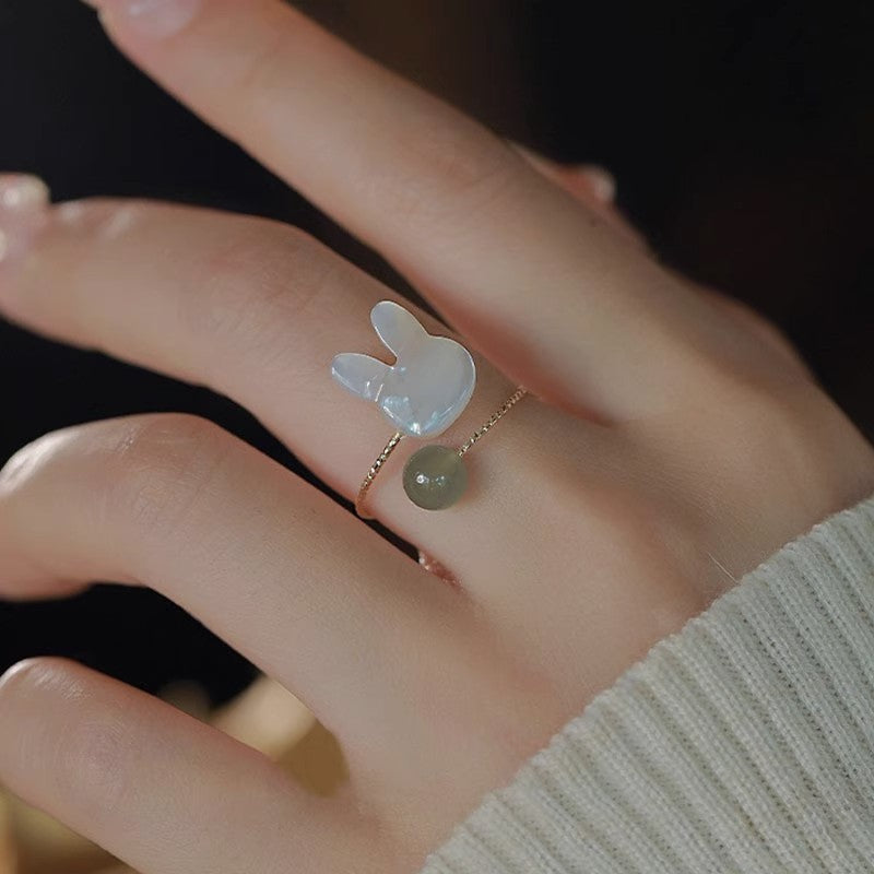 Rabbit Zodiac Sign Copper Ring Open Style Animal Design Gold Tone Ring For Everyday Wear Versatile Jewelry Cute Gift