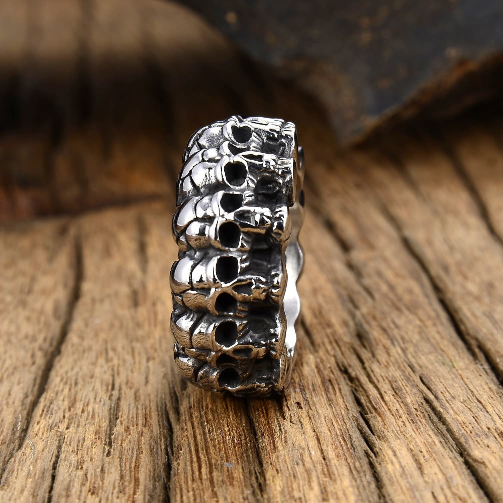 Mens Skull Shape Ring Punk Fashion Titanium Steel Electroplated Durable Statement Jewelry Accessory Collection
