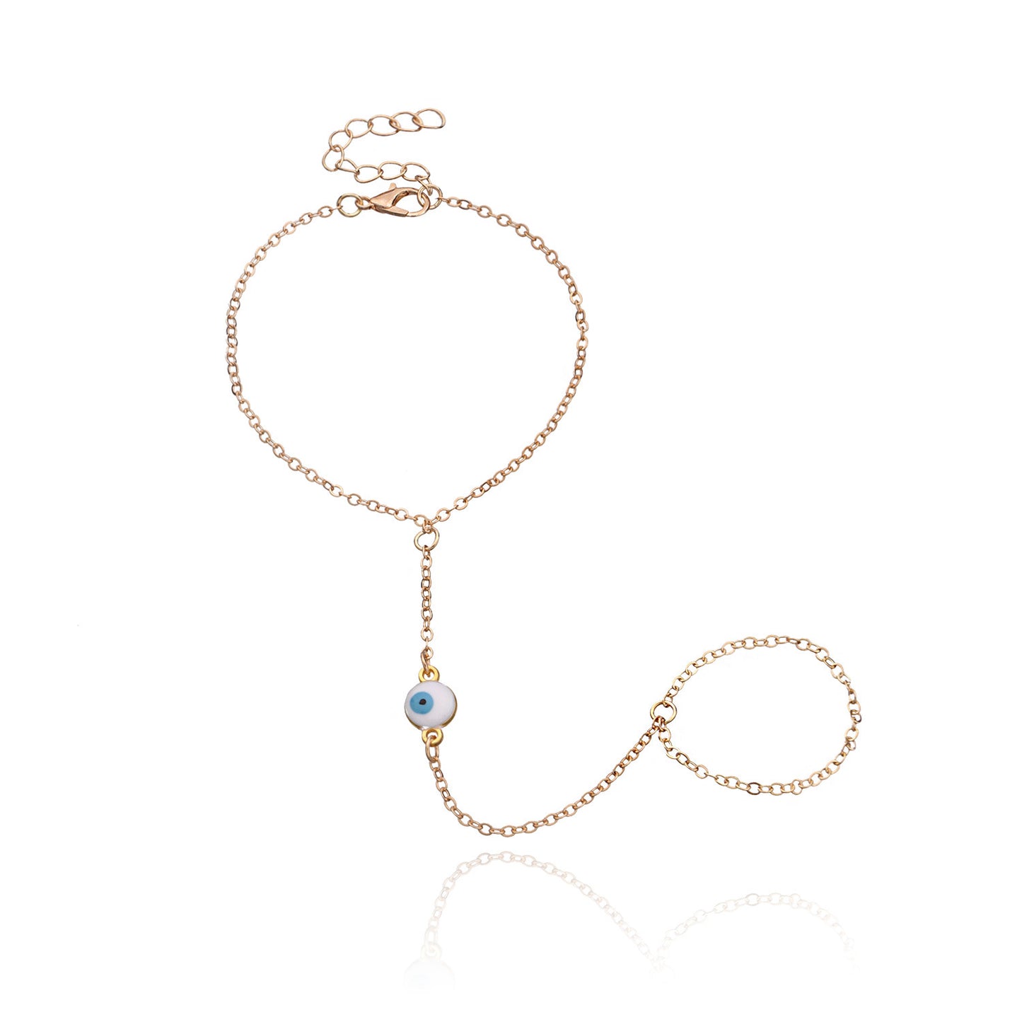 Womens Bracelet With Crystal Inlays Adjustable Hand Ring Chain Geometric Designs AlloyMetal GiftFor Her Fashion