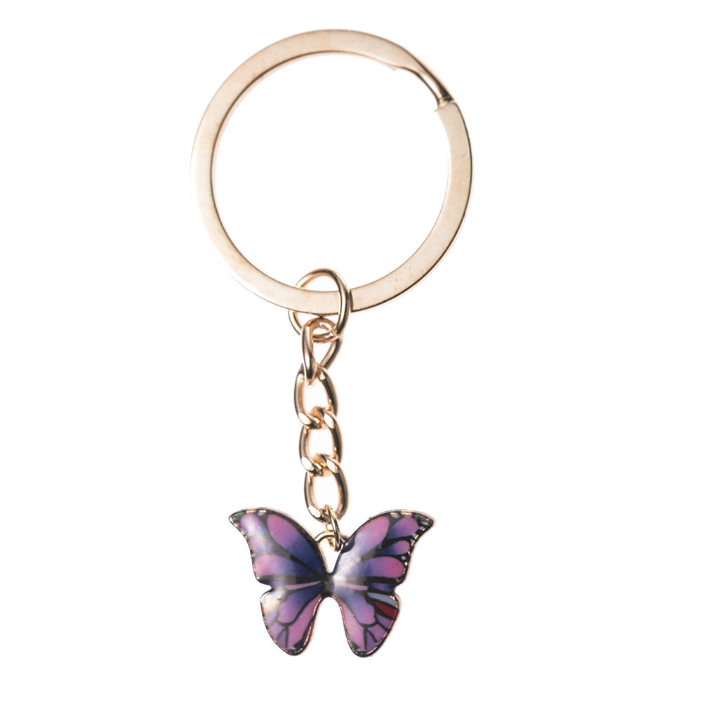 Butterfly Pendant Keychain Dripping Oil Design Alloy Key Ring Lightweight Fashion Accessory For Keys Bags And Decor
