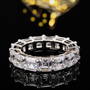 Women Vintage 8mm Copper Rings White Rose Gold Plated European Style Jewelry For Female Fashion Accessory Gem