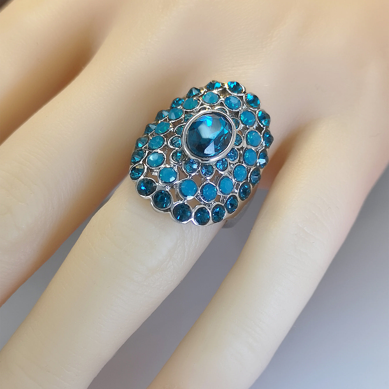 Womens Opal Ring In Platinum Finish Fashion Jewelry With Elegant Classic Style And Electroplating Shine For Everyday Wear