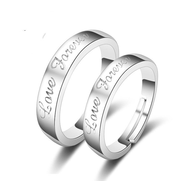 Couple Rings Korean Fashion Jewelry Gift White Copper Electroplated Open Rings Women Men Matching Promise Bands