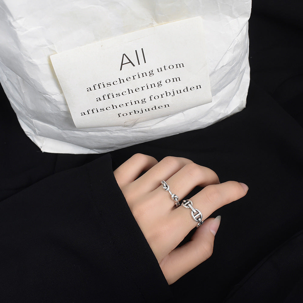 Womens Sterling Silver Ring Vintage Star Geometric Design 925 Silver Retro Ring For Women Jewelry Elegant Look