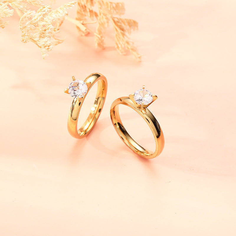 Couple Rings Stainless Steel Geometric Design Matching Bands His And Hers 4mm Inner Outer Ring Set For Couples