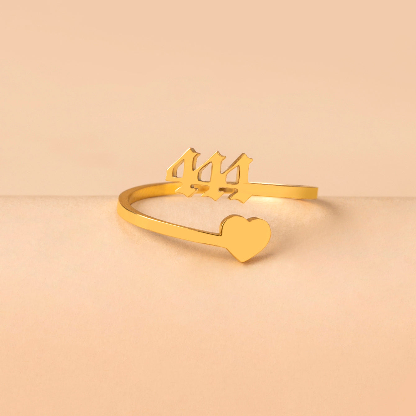 Stainless Steel Lucky Number Ring Adjustable Text Lettering Design Gold Tone Jewelry For Women And Girls Style