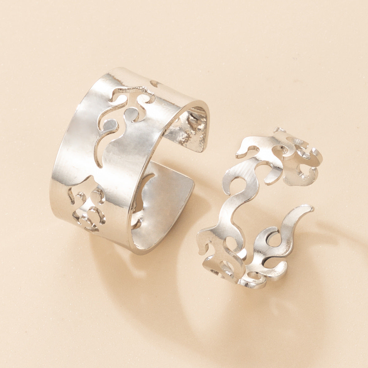 Womens Geometric Alloy Ring Set Personalized Letter Love Rings Simple Ethnic Fashion Jewelry Lightweight Rings