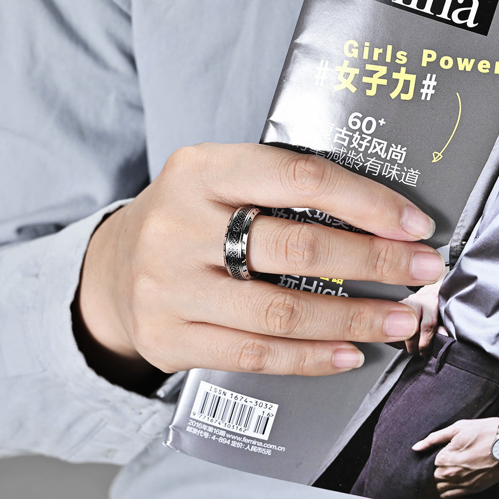 Unisex Titanium Steel Ring Polished Finish Steel Gold Black