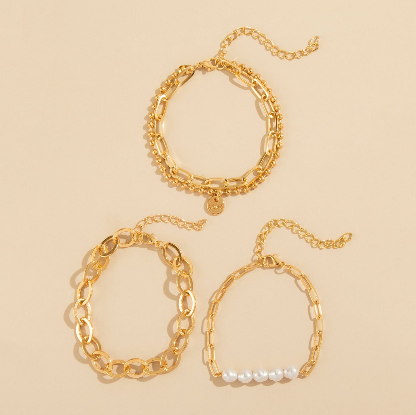 Glossy Alloy Chain Bracelet Set With Ethnic Design And Hollow Metal Elements For Fashion Jewelry Enthusiasts Today