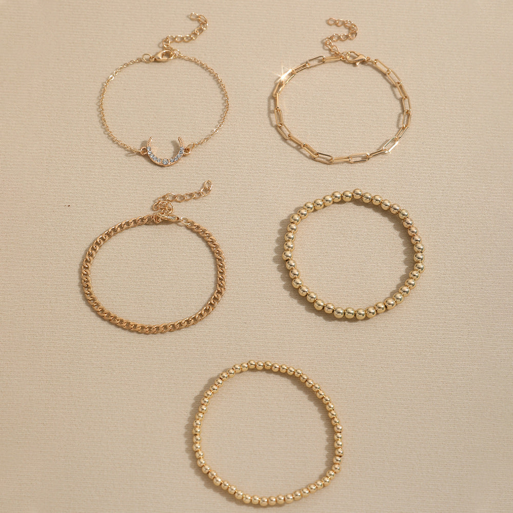 Womens Clip On Bracelets Set Of 5 Alloy Fashion Bracelet Set Diamond Accent Jewelry Gift For Special Occasions