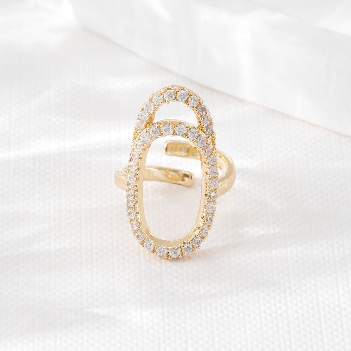 Womens Open Nail Rings Geometric Rings Diamond Embedded Copper Rings Electroplated Round Rings And Oval Rings For Women