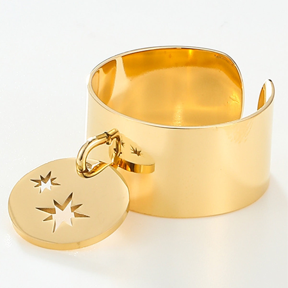 Flower Hollow Ring For Women Open Mouth Stainless Steel Gold Or Silver Finish Jewelry Free Size Adjustable Fit