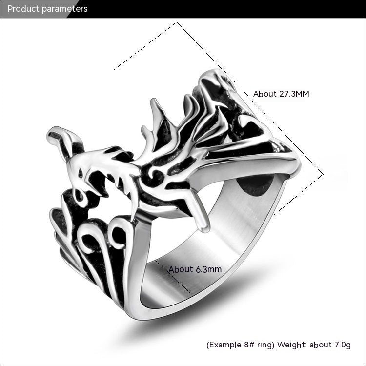 Retro Phoenix God Bird Titanium Steel Ring Unisex Crown Style Fashion Jewelry Gift Polished Titanium Ring Wear