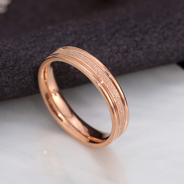 Titanium Steel Ring 18K Rose Gold Plated Ring With Gems Electroplated Thin Ring For Women Girls Size 5 6 7 8 9 10