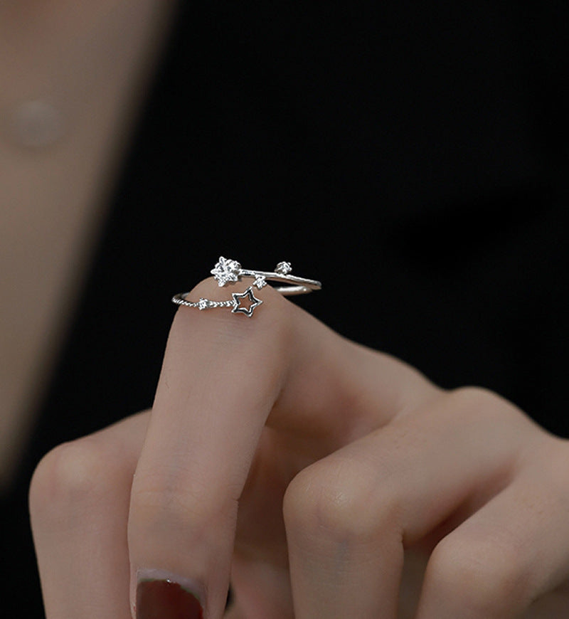 Women Star Ring Adjustable Open Design With Inlaid Zircon Copper Ring 3A Jewelry Gift For Her Star 5mm Shimmer