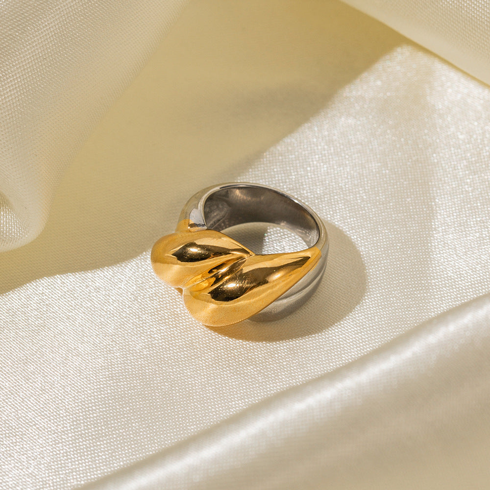 Gold Womens Circle Geometry Ring Stainless Steel Electroplated For Her Gift No 6 No 7 No 8 Sizes 6 7 8 For Her