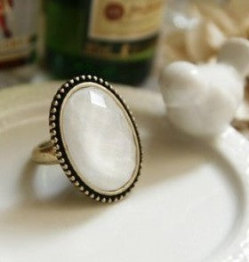 Women Alloy Ring Vintage Oval Cow Pattern Geometric European American Fashion Jewelry Unset Gemstone Ring Chic Lux